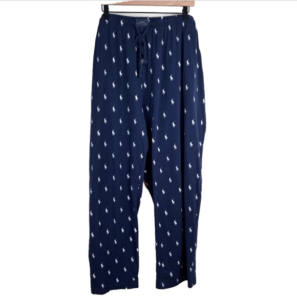 Polo Ralph Lauren All Over Pony Pajama Pants Mens 4X 100% Cotton Navy Wide Leg - Picture 1 of 10